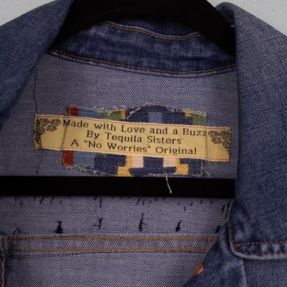 Two Tequila Sisters custom made jean jacket-M - Picture 4 of 5